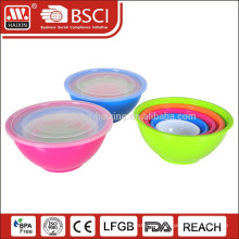 5PCS Stocked Food and vegetable storage plastic salad bowl with lid and handle